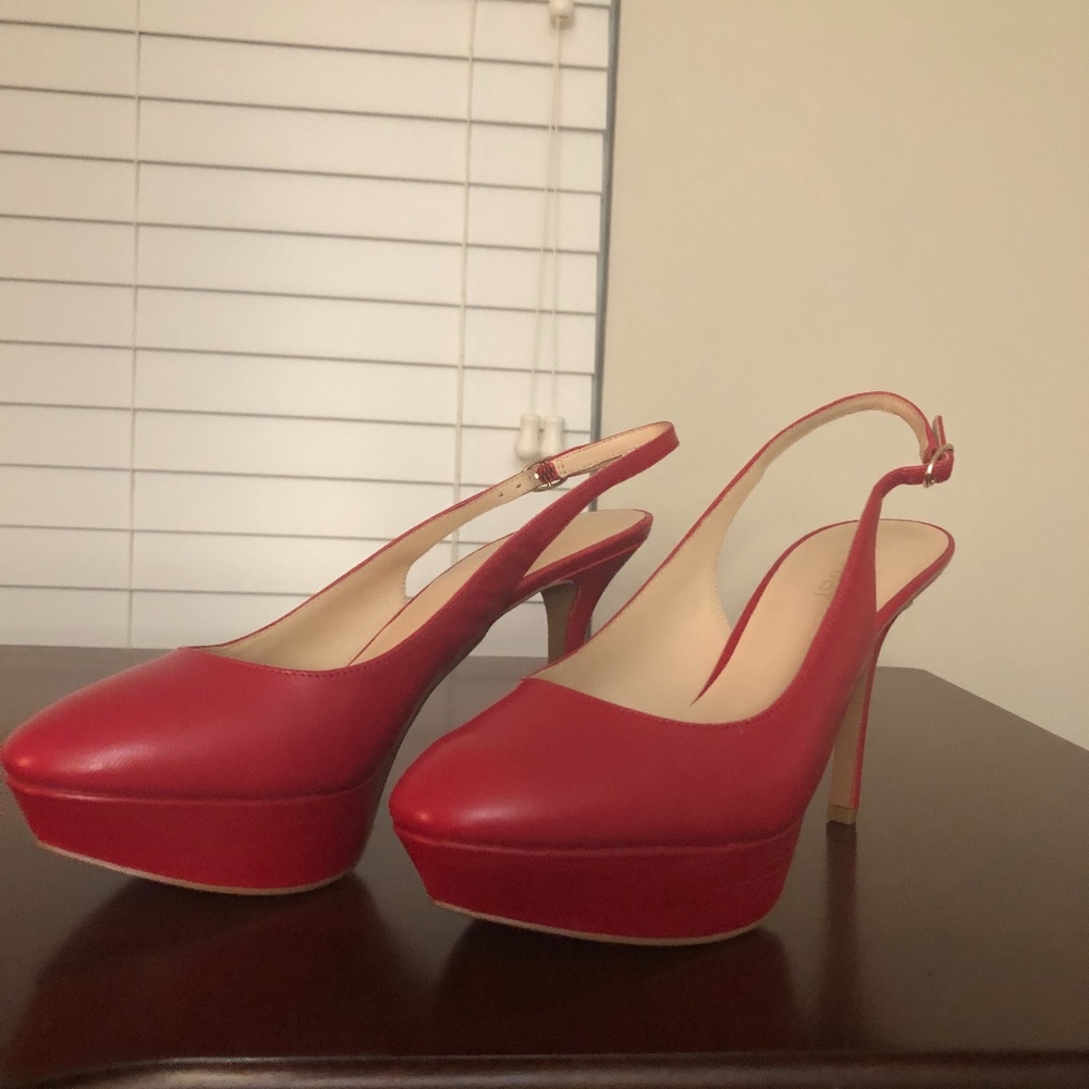 Nine West Leather Platform Sling-Back Heel